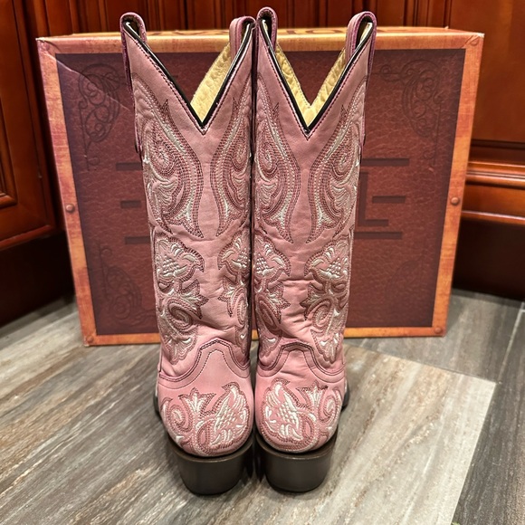 Corral Pink Western Cowboy Boots G1087 Rodeo Barbie Floral Wedding Rare 7.5 - Picture 6 of 9